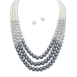 108646, TRIPLE LAYERED GLASS PEARL BEADED NECKLACE