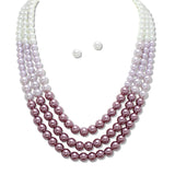 108646, TRIPLE LAYERED GLASS PEARL BEADED NECKLACE