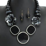 107353, FLOWER ACCENT GEOMETRIC CELLULOID ACETATE NECKLACE