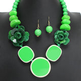 107353, FLOWER ACCENT GEOMETRIC CELLULOID ACETATE NECKLACE