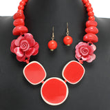 107353, FLOWER ACCENT GEOMETRIC CELLULOID ACETATE NECKLACE