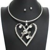 107402, HEART RHINESTONE ACCENT CHOKER NECKLACE