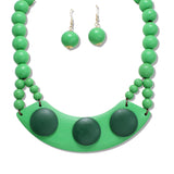 108358, TRIPLE ROUND ACCENT WOOD BEADED STATEMENT NECKLACE