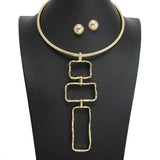 107400, HAMMERED GEOMETRIC DROP METAL CHOKER NECKLACE