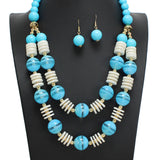 107352, MARBLE BALL ACCENT CELLULOID ACETATE DOUBLE LAYERED NECKLACE