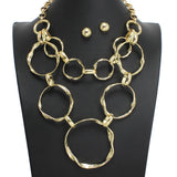107401, ROUND HAMMERED METAL STATEMENT NECKLACE