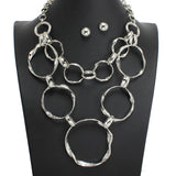 107401, ROUND HAMMERED METAL STATEMENT NECKLACE