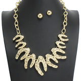 107763, GEOMETRIC HAMMERED METAL STATEMENT NECKLACE