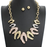 107763, GEOMETRIC HAMMERED METAL STATEMENT NECKLACE