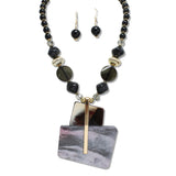 108381, GEOMETRIC GLITTER CELLULOID ACETATE BEADED NECKLACE