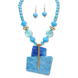 108381, GEOMETRIC GLITTER CELLULOID ACETATE BEADED NECKLACE