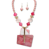 108381, GEOMETRIC GLITTER CELLULOID ACETATE BEADED NECKLACE