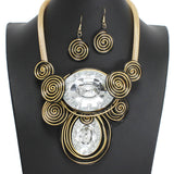 107764, BIG RHINESTONE ACCENT SWIRL WIRED NECKLACE