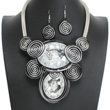 107764, BIG RHINESTONE ACCENT SWIRL WIRED NECKLACE