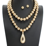 107751, BOLD TEARDROP BEADED 2 PC NECKLACE