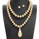 107751, BOLD TEARDROP BEADED 2 PC NECKLACE