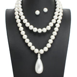 107751, BOLD TEARDROP BEADED 2 PC NECKLACE