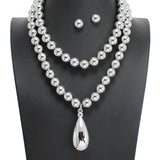 107751, BOLD TEARDROP BEADED 2 PC NECKLACE