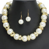 107403, HAMMERED METAL ACCENT PEARL BEADED NECKLACE
