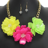 107144, FLOWER ACRYLIC STATEMENT NECKLACE