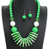 107363, ROUND STRIPE CELLULOID ACETATE ACCENT BEADED NECKLACE