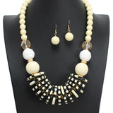 107363, ROUND STRIPE CELLULOID ACETATE ACCENT BEADED NECKLACE