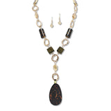 107934, GEOMETRIC LEOPARD CELLULOID ACETATE ACCENT LONG NECKLACE