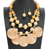 107760, WAVY ROUND CELLULOID ACETATE ACCENT BEADED DOUBLE LAYERED NECKLACE