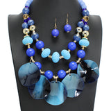 107760, WAVY ROUND CELLULOID ACETATE ACCENT BEADED DOUBLE LAYERED NECKLACE