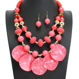 107760, WAVY ROUND CELLULOID ACETATE ACCENT BEADED DOUBLE LAYERED NECKLACE