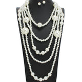 107781, LONG MULTI LAYERED PEARL BEADED NECKLACE