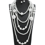 107781, LONG MULTI LAYERED PEARL BEADED NECKLACE