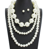 107766, PEARL TRIPLE LAYERED NECKLACE