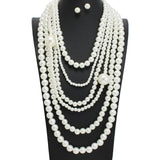 107780, LONG MULTI LAYERED PEARL BEADED NECKLACE