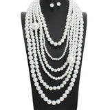 107780, LONG MULTI LAYERED PEARL BEADED NECKLACE