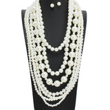 107779, LONG MULTI LAYERED PEARL BEADED NECKLACE