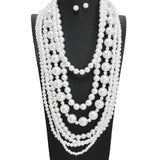 107779, LONG MULTI LAYERED PEARL BEADED NECKLACE