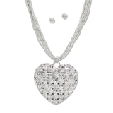 108361, WOVEN HEART WITH BEADED PENDANT NECKLACE