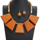 107361, CHUNKY GEOMETRIC WOOD STATEMENT NECKLACE