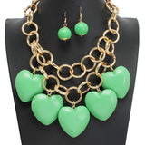 107735, BIG WOOD HEART MULTI CHARM NECKLACE