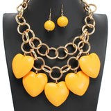 107735, BIG WOOD HEART MULTI CHARM NECKLACE