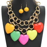 107735, BIG WOOD HEART MULTI CHARM NECKLACE