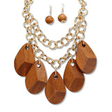 108360, GEOMETRIC CHUNKY WOOD ACCENT STATEMENT NECKLACE