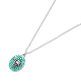 108690, OCEAN SEA TURTLE OVAL SHAPE PENDANT NECKLACE