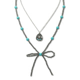 108543, 2 PIECE WESTERN HAT CHARM ACCENT BOW NAVAJO BEADED NECKLACE