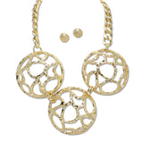 108487, CHUNKY HAMMERED CUTOUT BALL STATEMENT NECKLACE