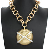 107141, SHELL METAL STATEMENT NECKLACE