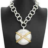 107141, SHELL METAL STATEMENT NECKLACE