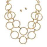 108712, TEXTURED MULTI ROUND RING STATEMENT NECKLACE