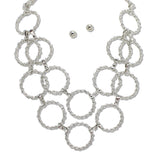 108712, TEXTURED MULTI ROUND RING STATEMENT NECKLACE